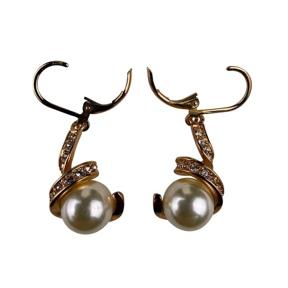 18K RGP Gold Filled Women Gold Tone Faux Pearl Necklace & Earrings Jewelry Set - Picture 5 of 7